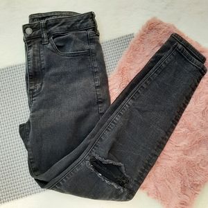 AEO American Eagle Super Hi Rise Jegging Distressed Knees Jeans Skinny 6 Short